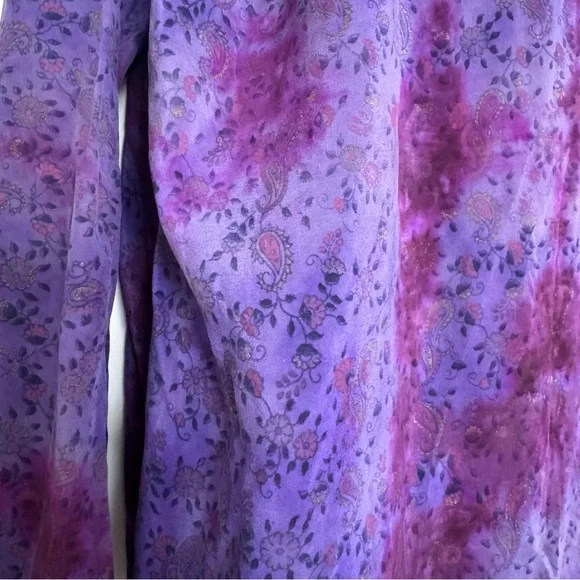 Sunchasers silk top purple tie dye paisley - Picture 5 of 5
